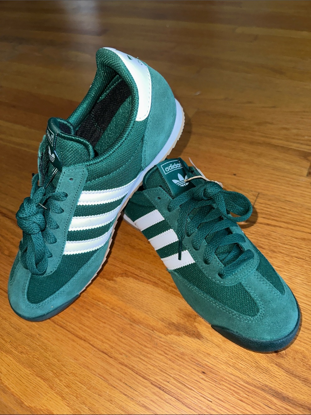 adidas Men’s Teal Green Retro Style Sneakers with White Stripes